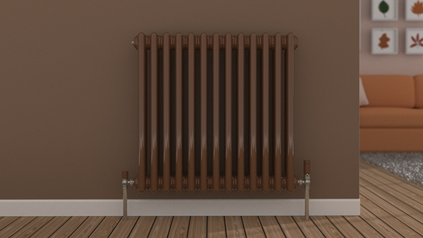Beige Brown column radiator.